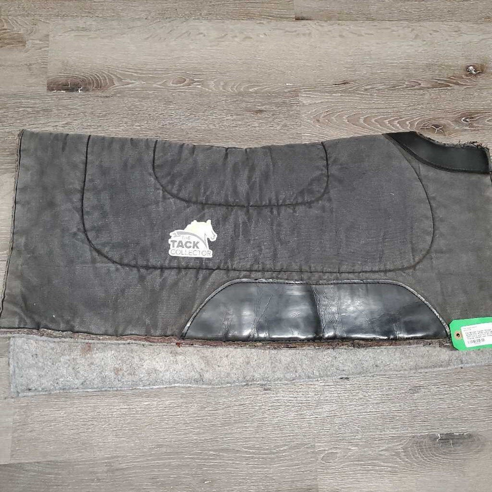Felt Bottom Canvas Western Saddle Pad, wither cutout *gc, older, hairy, pilly, mnr dirt, faded, threads, peeled, rubs, stains, puckers