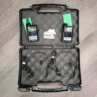 2 Master & Remote Eartec Full-Duplex Wireless System Headset & Base Units, Plastic case *GC, dirty, NO Charging Cord, Works?
