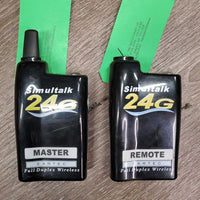 2 Master & Remote Eartec Full-Duplex Wireless System Headset & Base Units, Plastic case *GC, dirty, NO Charging Cord, Works?
