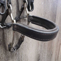 Rolled Leather Dressage Bridle, Lever Noseband, Cotton Web Reins, Buckles *gc, scrapes, mnr peeled, clean, residue, tight keepers
