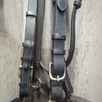Rolled Leather Dressage Bridle, Lever Noseband, Cotton Web Reins, Buckles *gc, scrapes, mnr peeled, clean, residue, tight keepers
