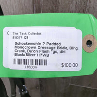 Padded Monocrown Dressage Bridle, Bling, Crank, Dy'on Flash *gc, dirt
