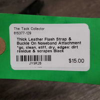 Thick Leather Flash Strap & Buckle On Noseband Attachment *gc, clean, stiff, dry, edges: dirt residue & scrapes

