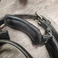 Padded Crank Monocrown Noseband ONLY, Flash *gc, missing & broken keepers, dirty, scrapes, trimmed end, xholes
