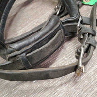 Padded Crank Monocrown Noseband ONLY, Flash *gc, missing & broken keepers, dirty, scrapes, trimmed end, xholes
