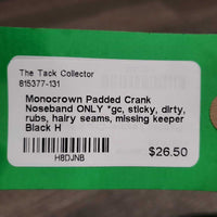Monocrown Padded Crank Noseband ONLY *gc, sticky, dirty, rubs, hairy seams, missing keeper
