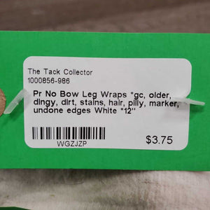 Pr No Bow Leg Wraps *gc, older, dingy, dirt, stains, hair, pilly, marker, undone edges