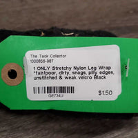 1 ONLY Stretchy Nylon Leg Wrap *fair/poor, dirty, snags, pilly edges, unstitched & weak velcro

