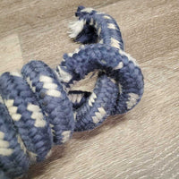 V.Stiff Nylon Lead Rope, leather cap *gc/fair, dirt, stained/dingy, cuts, frays, torn/missing leather cap