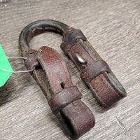 2 Rolled Leather Pelham Bit Converters *fair, v.dry, b.stiff, v.scraped
