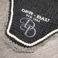 Crochet Ear Bonnet Fly Veil, 2x piping *gc, clean, hairy, faded, snags, threads, curled
