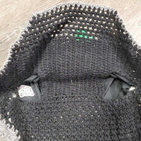 Crochet Ear Bonnet Fly Veil, 2x piping *gc, clean, hairy, faded, snags, threads, curled
