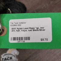 Stiff Nylon Lead Rope *gc, mnr dirt, hair, frays, rust