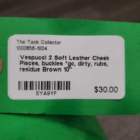 2 Soft Leather Cheek Pieces, buckles *gc, v.dirty, rubs, residue
