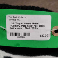 Knit Toque, Pomm Pomm "Calgary Polo Club" *gc, clean, hairy, rubs
