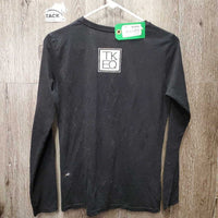 "TKEQ" LS T-Shirt *gc, hairy, fuzzies, linty, pills, faded, older
