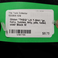 "TKEQ" LS T-Shirt *gc, hairy, fuzzies, linty, pills, faded, older
