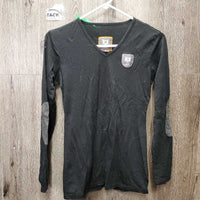 LS Light Merino Wool Shirt, elbow patches *gc, hairy, pilly, threads, deodorant sparkles
