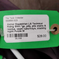 LS Technical Riding Shirt *gc, pills, pits stains & residue, seam rubs/frays, cracking logos
