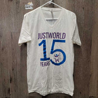 SS V Neck T-Shirt "JustWorld 15 Years" *like new
