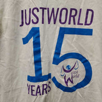 SS V Neck T-Shirt "JustWorld 15 Years" *like new
