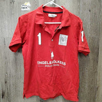 SS Polo Shirt, 1/4 Button Up *gc, faded collar edges & stain
