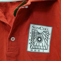 SS Polo Shirt, 1/4 Button Up *gc, faded collar edges & stain
