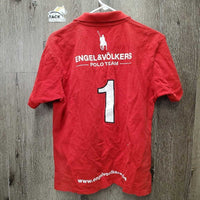 SS Polo Shirt, 1/4 Button Up *gc, faded collar edges & stain
