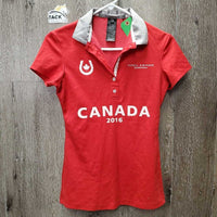 SS Polo Shirt, 1/3 Button Up "Canada 2016" *xc, crinkled collar
