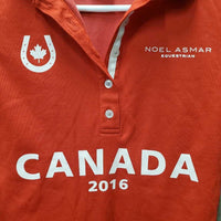SS Polo Shirt, 1/3 Button Up "Canada 2016" *xc, crinkled collar
