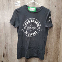 SS T-Shirt "Lead Change Be Change - Just World" *gc, cracking logos, faded, rubs, pills, faded pits
