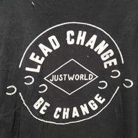 SS T-Shirt "Lead Change Be Change - Just World" *gc, cracking logos, faded, rubs, pills, faded pits
