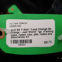 SS T-Shirt "Lead Change Be Change - Just World" *gc, cracking logos, faded, rubs, pills, faded pits
