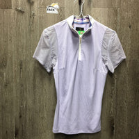 SS Sun Show Shirt, 1/3 Zip up, mesh sleeves *gc, snags, crinkled collar, stretched pits