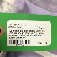 SS Sun Show Shirt, 1/3 Zip up, mesh sleeves *gc, snags, crinkled collar, stretched pits
