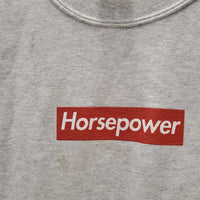 LS Sweatshirt, "Horsepower" *vgc, mnr hair & sleeve stains

