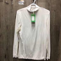 LS Mesh Sun Shirt, quarter zip *gc/fair, undone seams, stains, pills, pit stains