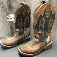 Square Toe Western Boots *gc, rubs, stains, scrapes, faded, scratches