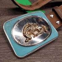 Soft Leather Belt, Square Belt Buckle *vgc, creases, stains, scratches, dents, dirt/residue, scrapes
