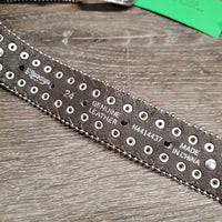 Narrow Horse Hair Leather Belt, Tooled Silver Buckle, Bling *vgc, clen, dents, loose bling & thread
