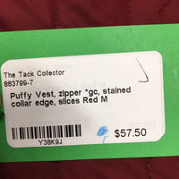 Puffy Vest, zipper *gc, stained collar edge, slices