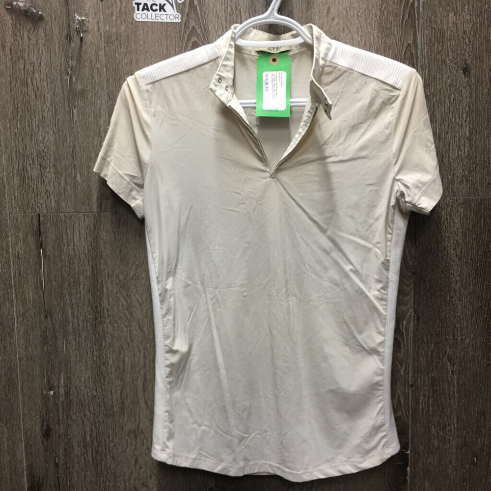 SS Show Shirt, 1/4 zip up, snap collar *gc, missing tab, mnr edge stains