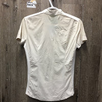 SS Show Shirt, 1/4 zip up, snap collar *gc, missing tab, mnr edge stains
