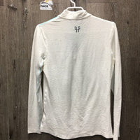 SS Sun Show Shirt, 1/4 zip up, mesh sleeves *gc/fair, dingy, snags, pills, mnr stains, broken els, mnr stains
