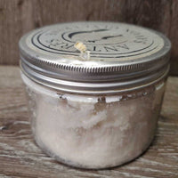 Leather Glycerine Soap, Jar *dirty, bent, shrinking, smells good, marker
