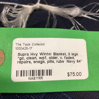 Hvy Winter Blanket, 0 legs *gc, clean, wpf, older, v. faded, repairs, snags, pills, rubs
