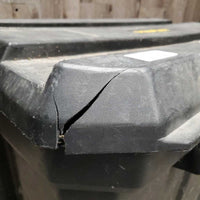 Rolling Plastic Tack Trunk - Box, Pull out Handle, Wheels *No Tray or Keys, dirt, scrapes, tape, tight latches, cracked lid
