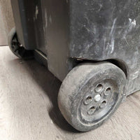 Rolling Plastic Tack Trunk - Box, Pull out Handle, Wheels *No Tray or Keys, dirt, scrapes, tape, tight latches, cracked lid
