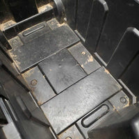 Rolling Plastic Tack Trunk - Box, Pull out Handle, Wheels *No Tray or Keys, dirt, scrapes, tape, tight latches, cracked lid
