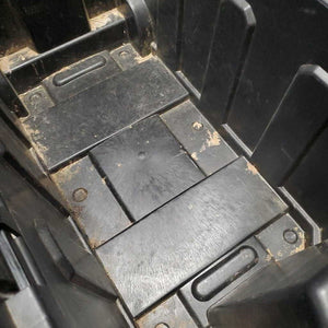 Rolling Plastic Tack Trunk - Box, Pull out Handle, Wheels *No Tray or Keys, dirt, scrapes, tape, tight latches, cracked lid